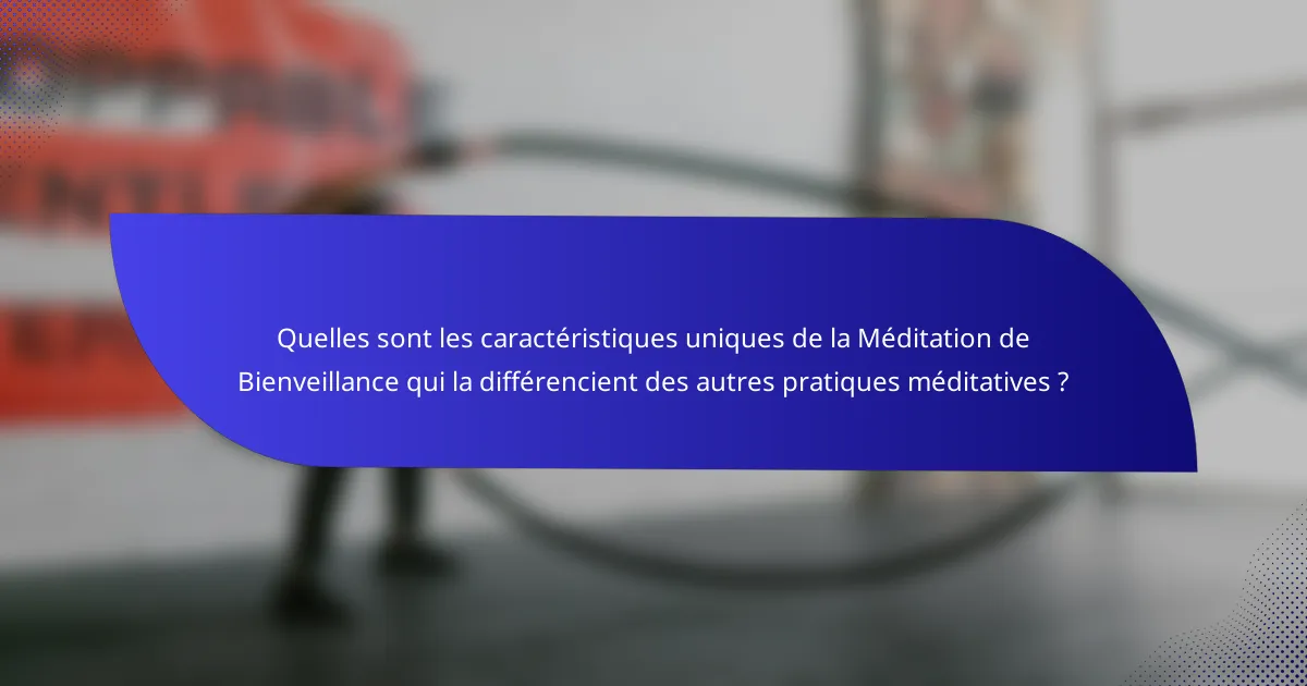 Quelles sont les caractéristiques uniques de la Méditation de Bienveillance qui la différencient des autres pratiques méditatives ?