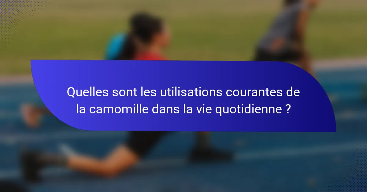 Quelles sont les utilisations courantes de la camomille dans la vie quotidienne ?