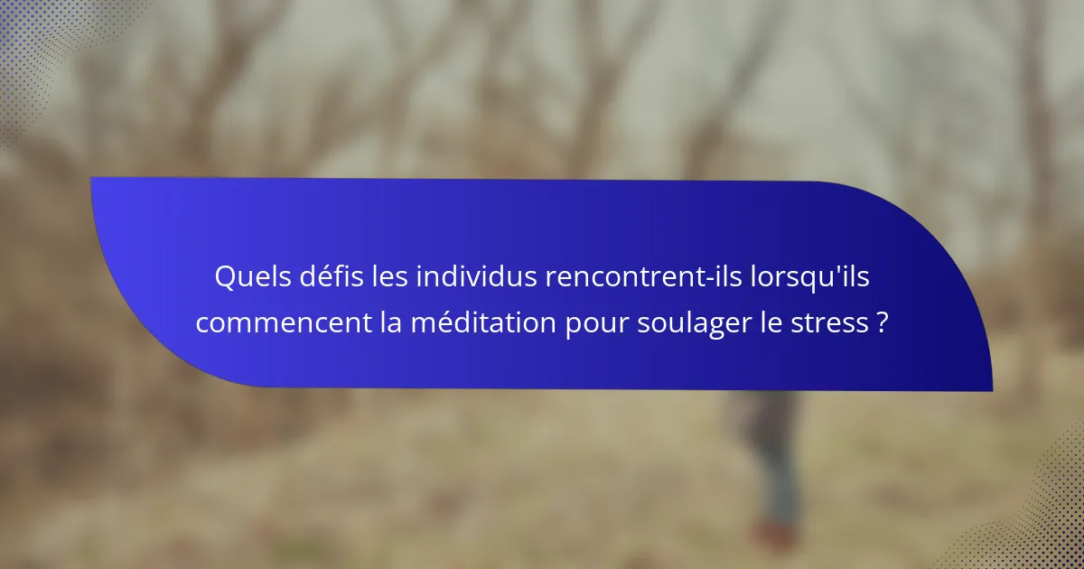 Quels défis les individus rencontrent-ils lorsqu'ils commencent la méditation pour soulager le stress ?