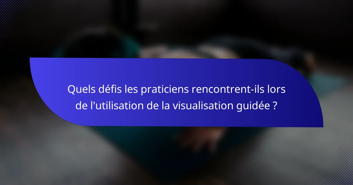 Quels défis les praticiens rencontrent-ils lors de l'utilisation de la visualisation guidée ?