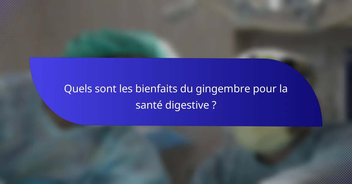 Quels sont les bienfaits du gingembre pour la santé digestive ?