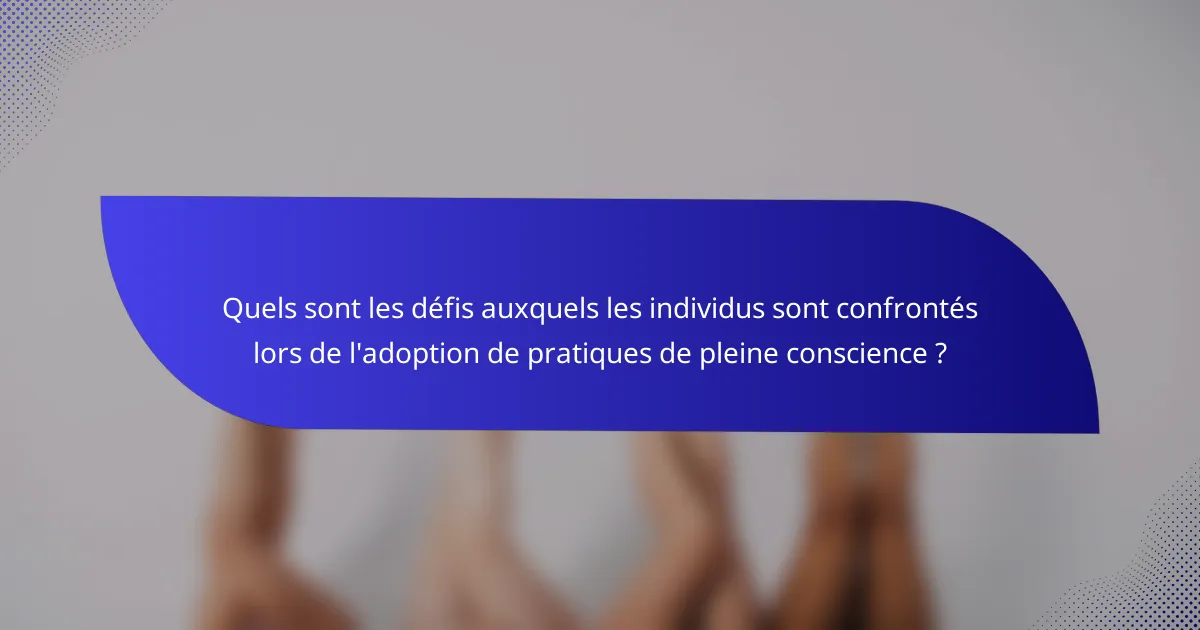 Quels sont les défis auxquels les individus sont confrontés lors de l'adoption de pratiques de pleine conscience ?