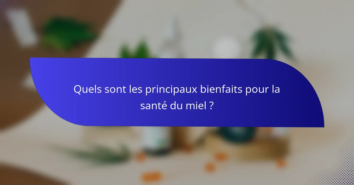 Quels sont les principaux bienfaits pour la santé du miel ?